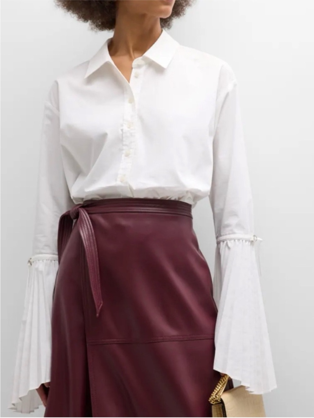 Jonathan Simkhai White Blouse with Flared Sleeves